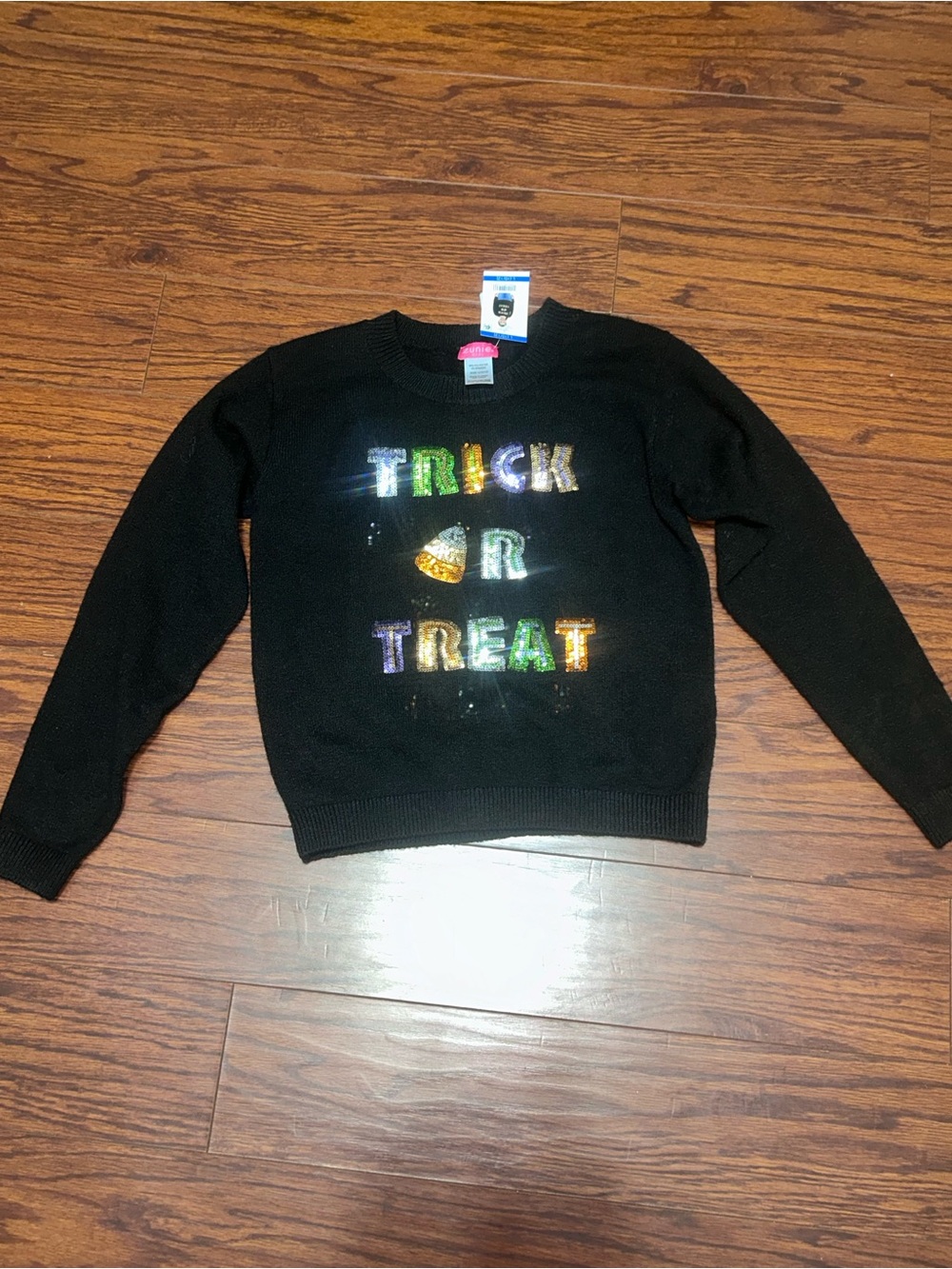 Zunie Black Sequin "Trick Or Treat" Kids Sweater